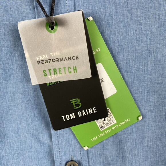 Tom Baine Slim Fit Performance Stretch Button Shirt Men's 15-15.5 Medium New - Picture 4 of 9